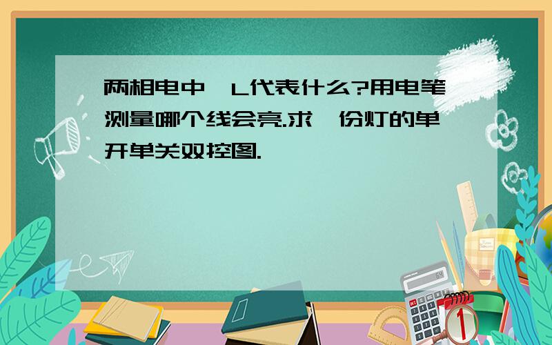 两相电中,L代表什么?用电笔测量哪个线会亮.求一份灯的单开单关双控图.