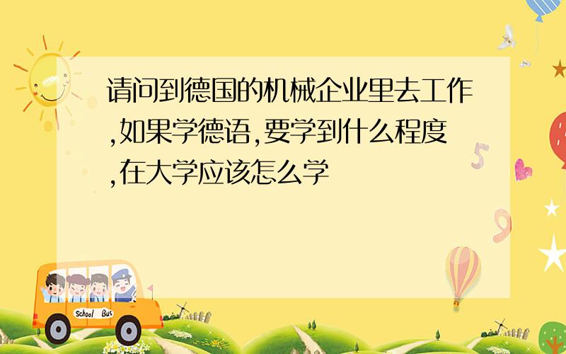 请问到德国的机械企业里去工作,如果学德语,要学到什么程度,在大学应该怎么学