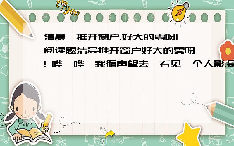 清晨,推开窗户.好大的雾呀!阅读题清晨推开窗户好大的雾呀! 哗—哗—我循声望去,看见一个人影.是她,就是我夭天看到的那个年轻的女清洁工. 我去菜场,特意走过她的身边.她戴着手套,不停地