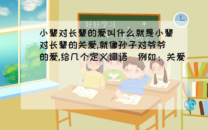 小辈对长辈的爱叫什么就是小辈对长辈的关爱,就像孙子对爷爷的爱,给几个定义词语（例如：关爱）