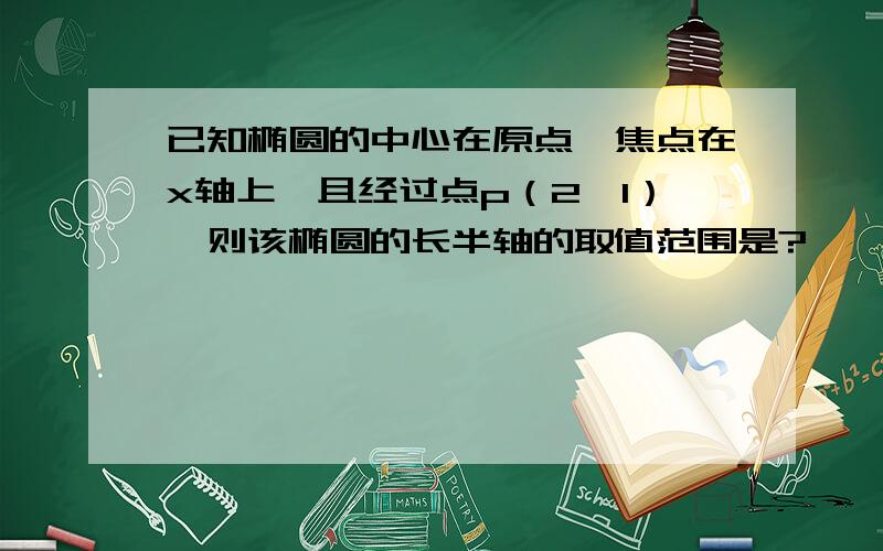 已知椭圆的中心在原点,焦点在x轴上,且经过点p（2,1）,则该椭圆的长半轴的取值范围是?