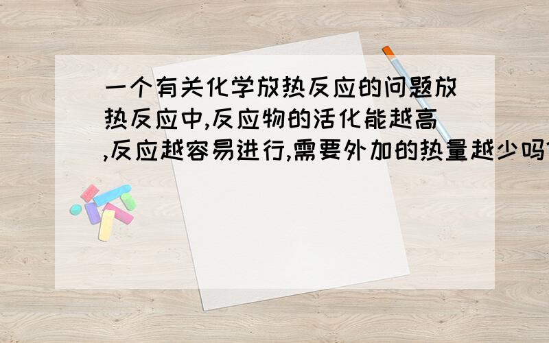 一个有关化学放热反应的问题放热反应中,反应物的活化能越高,反应越容易进行,需要外加的热量越少吗?