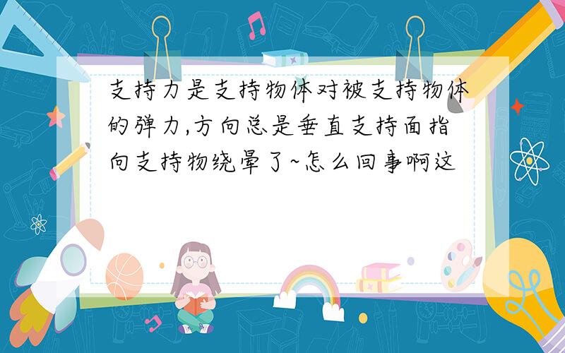 支持力是支持物体对被支持物体的弹力,方向总是垂直支持面指向支持物绕晕了~怎么回事啊这