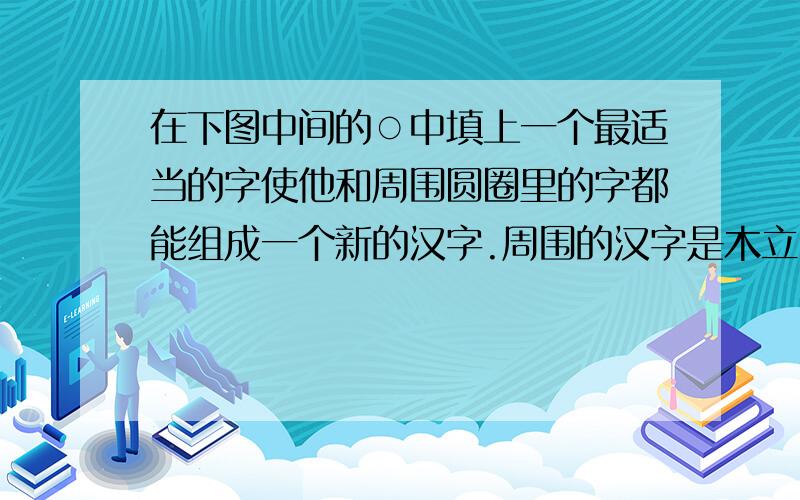 在下图中间的○中填上一个最适当的字使他和周围圆圈里的字都能组成一个新的汉字.周围的汉字是木立甲一又也在下图中间的○中填上一个最适当的字使他和周围圆圈里的字都能组成一个新