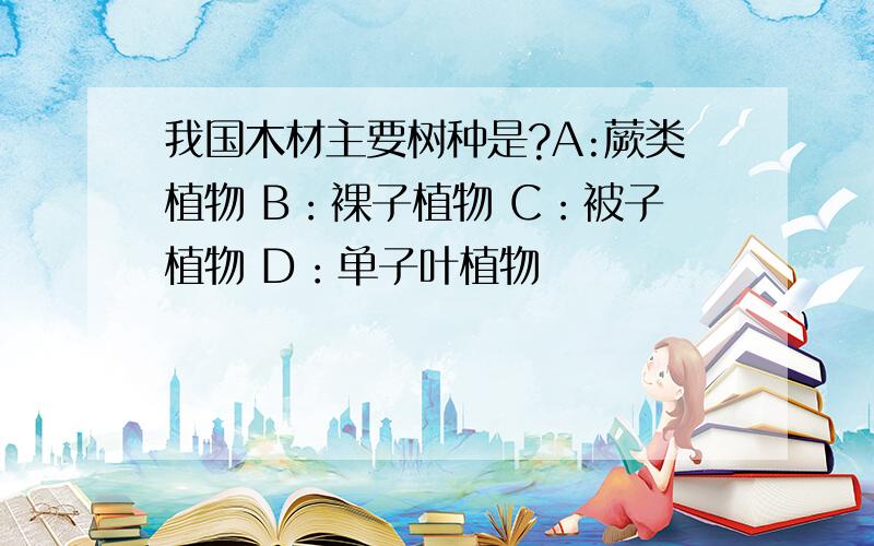 我国木材主要树种是?A:蕨类植物 B：裸子植物 C：被子植物 D：单子叶植物