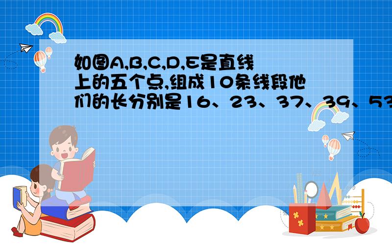 如图A,B,C,D,E是直线上的五个点,组成10条线段他们的长分别是16、23、37、39、53、60、69、76、92、129,如果AB大于DE,求AB、BC、CD、DE的长度急急急急急急急急急急急急急急急急急急！！真的非常急