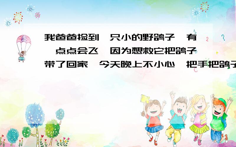 我爸爸捡到一只小的野鸽子,有一点点会飞,因为想救它把鸽子带了回家,今天晚上不小心一把手把鸽子尾部的羽毛全拔下来了（我不是故意的）现在我心里很难过,想救它却伤害了小鸽子,开始