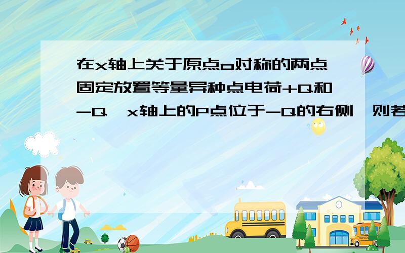 在x轴上关于原点o对称的两点固定放置等量异种点电荷+Q和-Q,x轴上的P点位于-Q的右侧,则若将一试探电荷+q从P点移至O点,电势能为什么增大啊