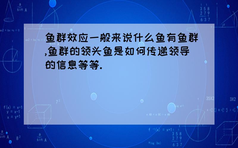 鱼群效应一般来说什么鱼有鱼群,鱼群的领头鱼是如何传递领导的信息等等.