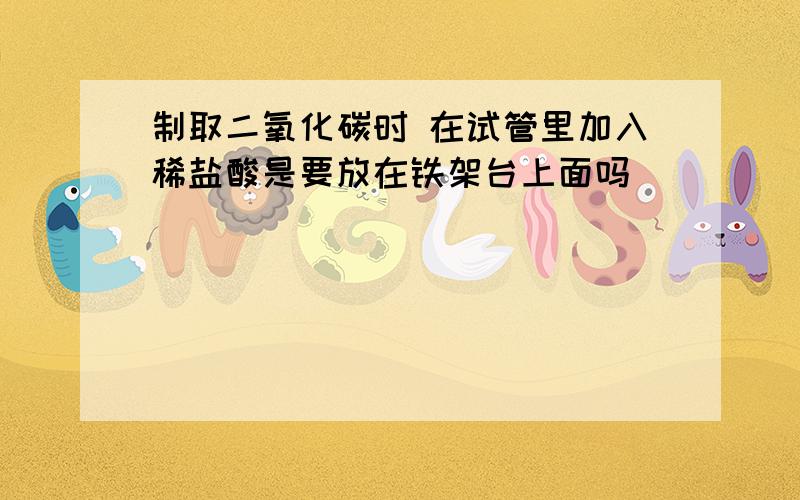 制取二氧化碳时 在试管里加入稀盐酸是要放在铁架台上面吗