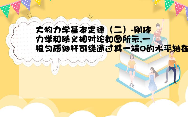 大物力学基本定律（二）-刚体力学和狭义相对论如图所示,一根匀质细杆可绕通过其一端O的水平轴在竖直平面内自由转动,杆长5/3m.今使杆从与竖直方向成角由静止释放(g取10m/s2),则杆的最大角