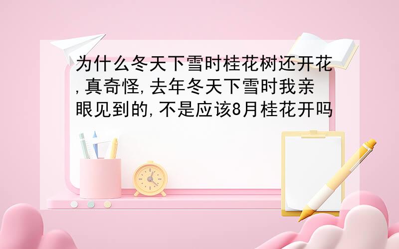 为什么冬天下雪时桂花树还开花,真奇怪,去年冬天下雪时我亲眼见到的,不是应该8月桂花开吗