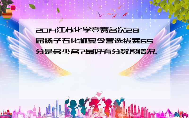 2014江苏化学竞赛名次28届扬子石化杯夏令营选拔赛65分是多少名?最好有分数段情况.