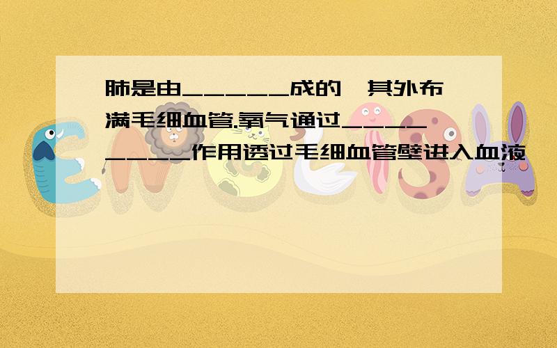 肺是由_____成的,其外布满毛细血管.氧气通过________作用透过毛细血管壁进入血液