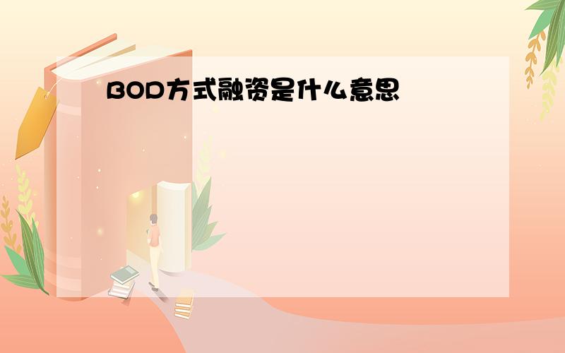 BOD方式融资是什么意思