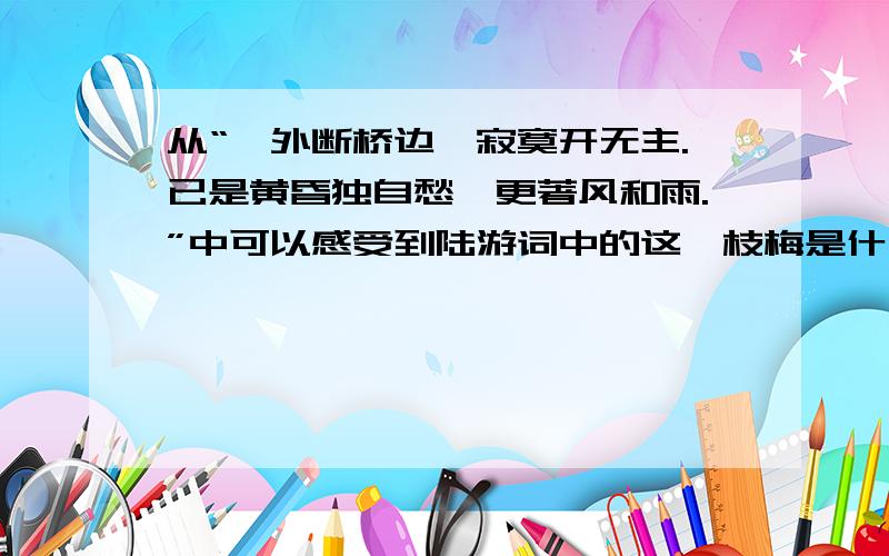 从“驿外断桥边,寂寞开无主.已是黄昏独自愁,更著风和雨.”中可以感受到陆游词中的这一枝梅是什么梅?