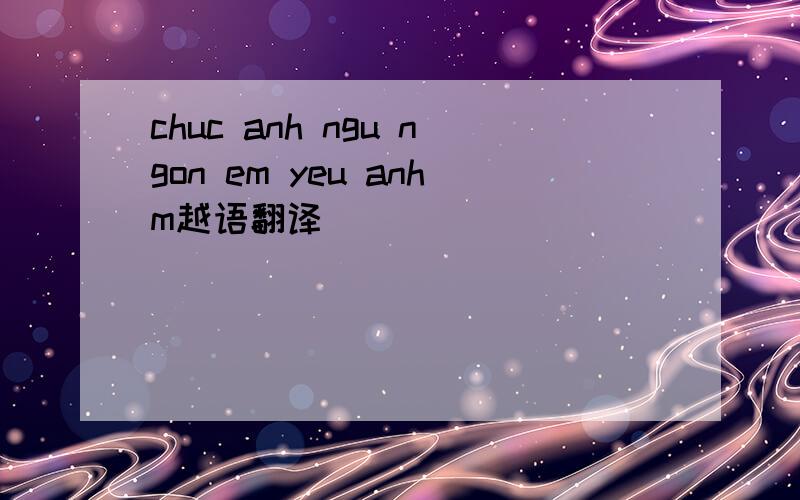 chuc anh ngu ngon em yeu anhm越语翻译