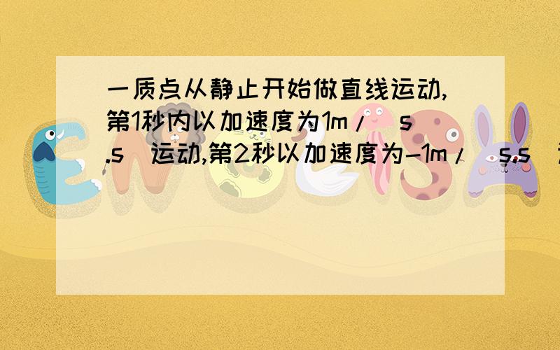 一质点从静止开始做直线运动,第1秒内以加速度为1m/(s.s)运动,第2秒以加速度为-1m/(s.s)运动,如此反复下去,则质点在100s末的位移多大?能看出来答案是50.可是怎么写过程呢？