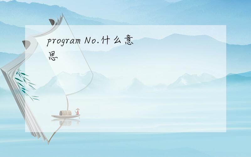 program No.什么意思