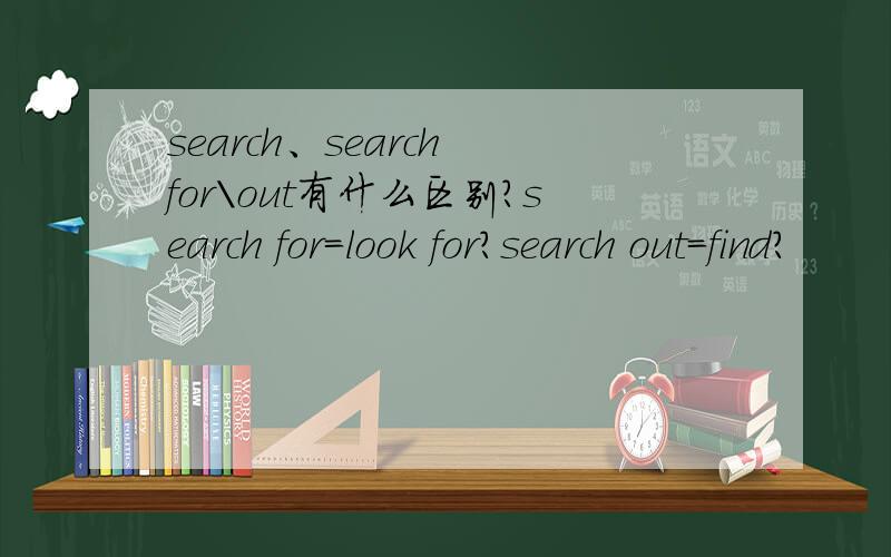 search、search for\out有什么区别?search for=look for?search out=find?