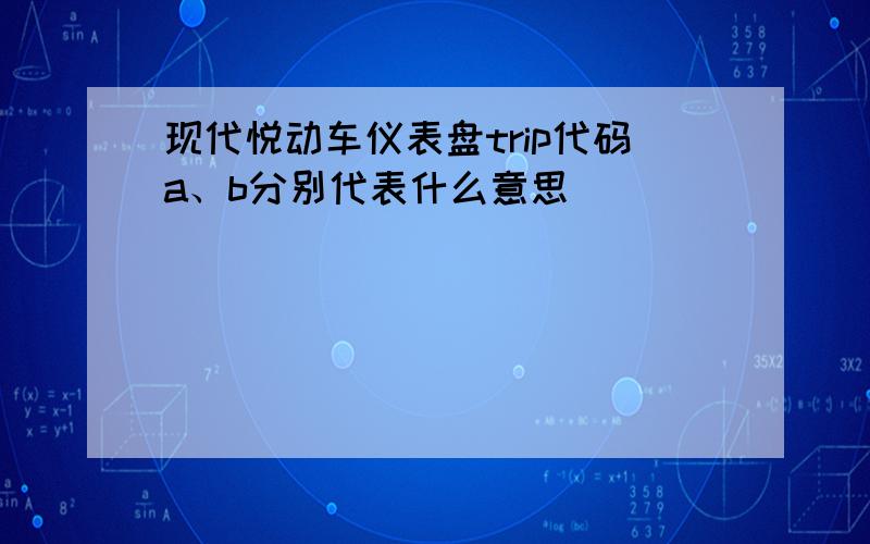 现代悦动车仪表盘trip代码a、b分别代表什么意思