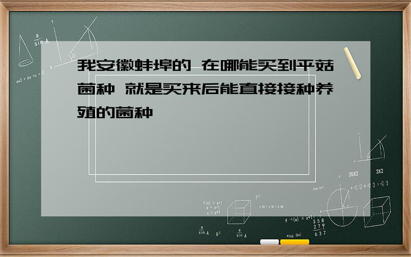 我安徽蚌埠的 在哪能买到平菇菌种 就是买来后能直接接种养殖的菌种