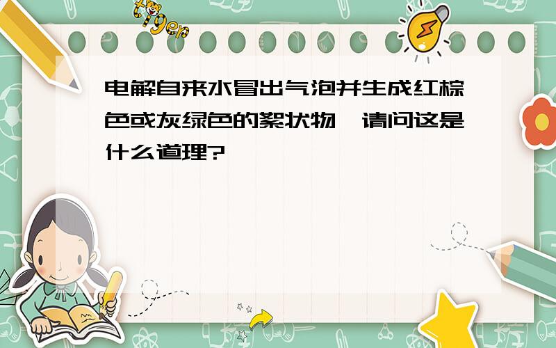 电解自来水冒出气泡并生成红棕色或灰绿色的絮状物,请问这是什么道理?