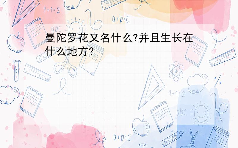 曼陀罗花又名什么?并且生长在什么地方?