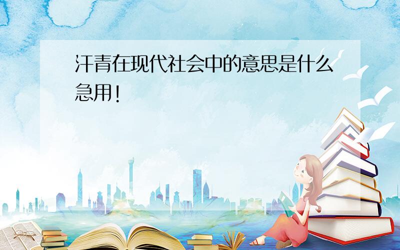 汗青在现代社会中的意思是什么急用!