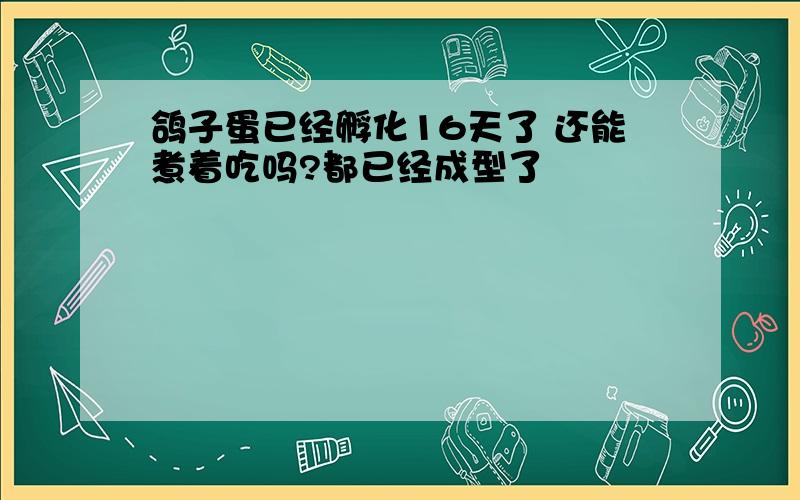 鸽子蛋已经孵化16天了 还能煮着吃吗?都已经成型了