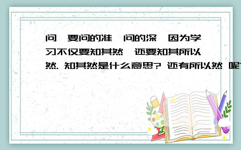 问,要问的准,问的深,因为学习不仅要知其然,还要知其所以然. 知其然是什么意思? 还有所以然 呢?