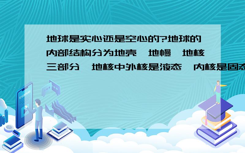 地球是实心还是空心的?地球的内部结构分为地壳、地幔、地核三部分,地核中外核是液态,内核是固态怎么求证的呢?地球可不像生物细胞可以观察,没人砸开过地球,看到1000米以下的状况牛顿的