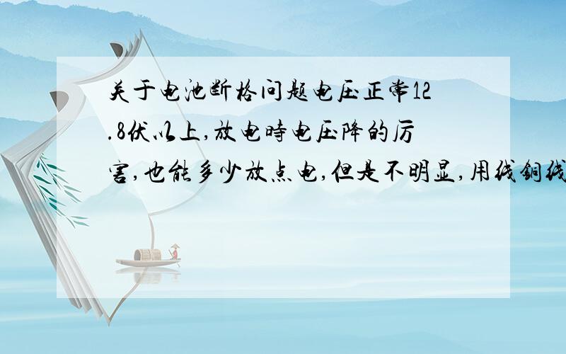 关于电池断格问题电压正常12.8伏以上,放电时电压降的厉害,也能多少放点电,但是不明显,用线铜线连很少打火,除非用非常细电铜丝.电压极速下降,充电几乎不进,看不到电流表动.有修的必要吗