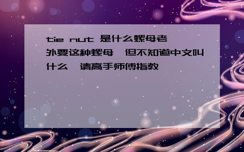 tie nut 是什么螺母老外要这种螺母,但不知道中文叫什么,请高手师傅指教,