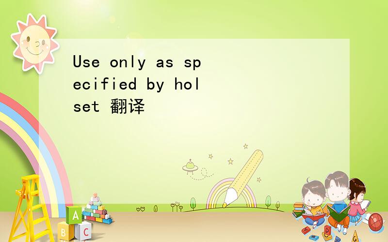 Use only as specified by holset 翻译