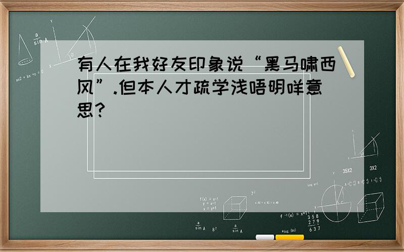 有人在我好友印象说“黑马啸西风”.但本人才疏学浅唔明咩意思?