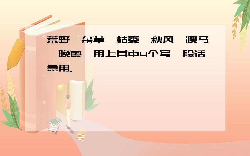 荒野,杂草,枯萎,秋风,瘦马,晚霞,用上其中4个写一段话急用.