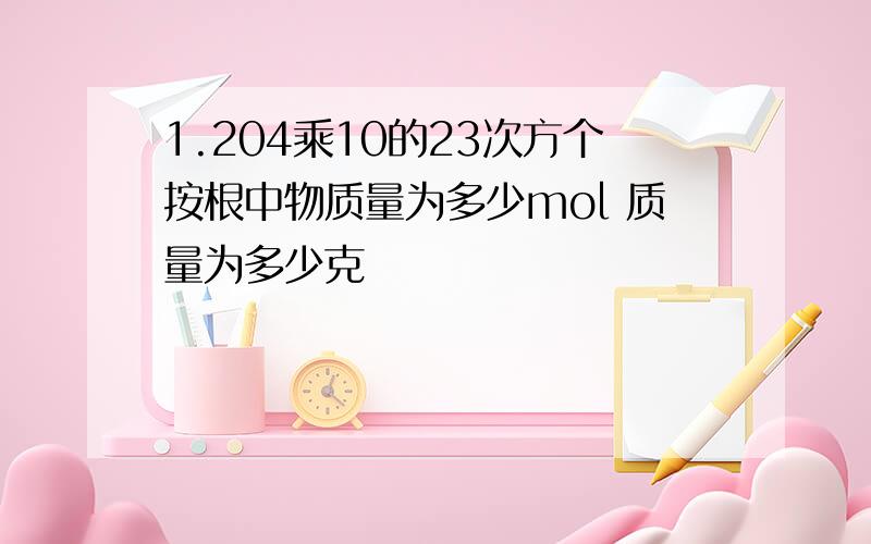 1.204乘10的23次方个按根中物质量为多少mol 质量为多少克