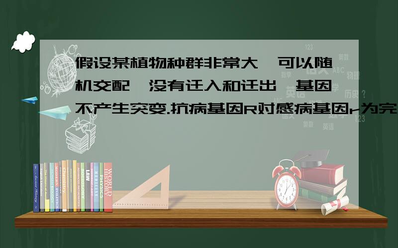 假设某植物种群非常大,可以随机交配,没有迁入和迁出,基因不产生突变.抗病基因R对感病基因r为完全显性.现种群中感病植株rr占1/9,抗病植株RR和Rr各占4/9,抗病植株可以正常开花和结实,而感病