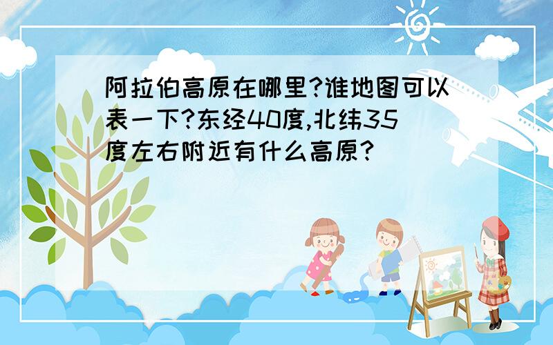 阿拉伯高原在哪里?谁地图可以表一下?东经40度,北纬35度左右附近有什么高原?