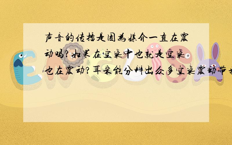 声音的传播是因为媒介一直在震动吗?如果在空气中也就是空气也在震动?耳朵能分辨出众多空气震动带来的信息是为什么?