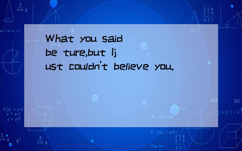 What you said be ture,but Ijust couldn't believe you.