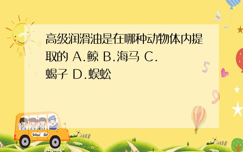 高级润滑油是在哪种动物体内提取的 A.鲸 B.海马 C.蝎子 D.蜈蚣