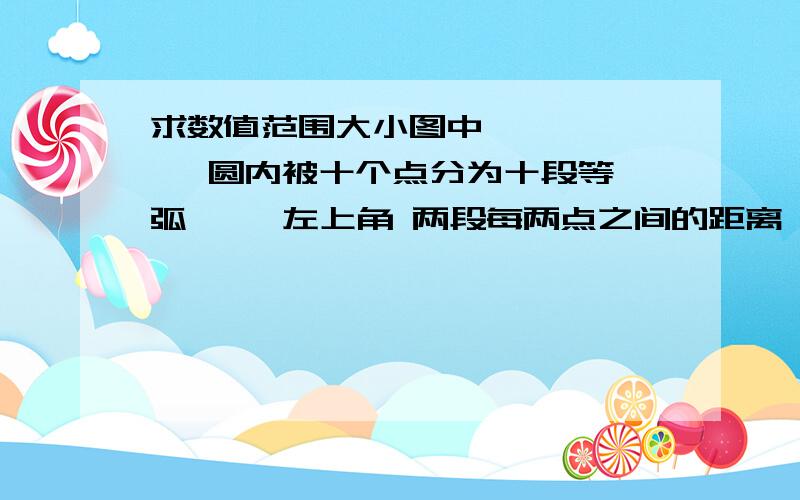 求数值范围大小图中        圆内被十个点分为十段等弧     左上角 两段每两点之间的距离  是否会等于正下角两点的距离          其实原来的问题是   有十个小圆柱体 每个小圆柱体以图中每一