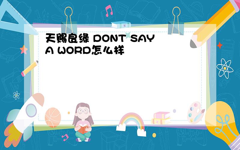 天赐良缘 DONT SAY A WORD怎么样