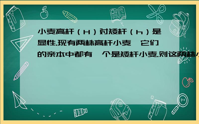 小麦高杆（H）对矮杆（h）是显性.现有两株高杆小麦,它们的亲本中都有一个是矮杆小麦.则这两株小麦杂交,在F1中出现纯合子的几率是多少?