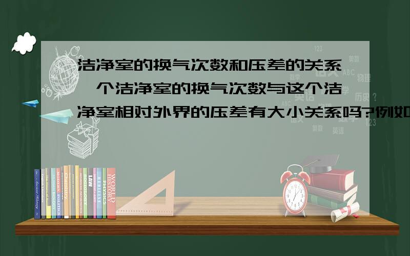 洁净室的换气次数和压差的关系一个洁净室的换气次数与这个洁净室相对外界的压差有大小关系吗?例如：A房间的换气次数是18次/小时,相对外界的压力是30Pa；B房间的换气次数是12次/小时,相