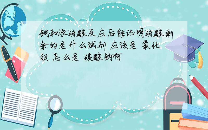 铜和浓硫酸反应后能证明硫酸剩余的是什么试剂 应该是 氯化钡 怎么是 碳酸钠啊