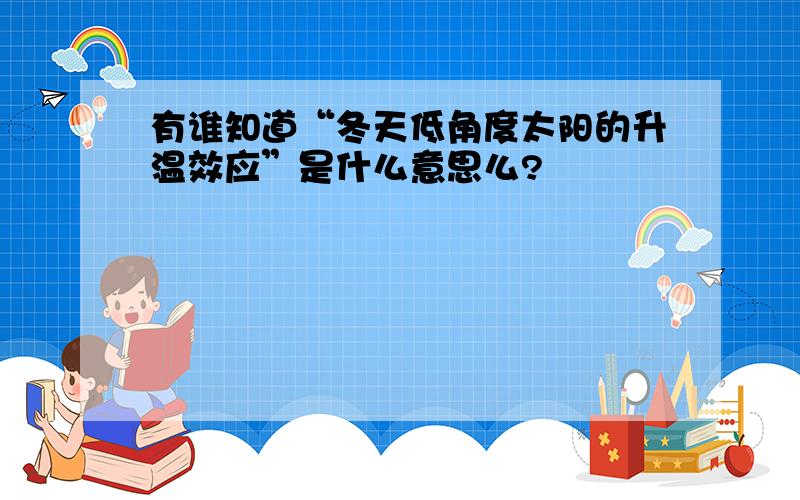 有谁知道“冬天低角度太阳的升温效应”是什么意思么?