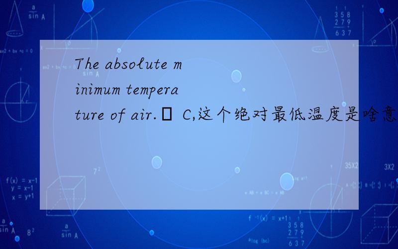 The absolute minimum temperature of air.̊ C,这个绝对最低温度是啥意思?
